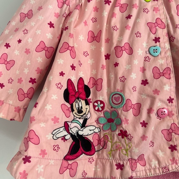 Disney Minnie Mouse Jacket Bows Pink Button Up 12-18M Baby Girl - Picture 2 of 6